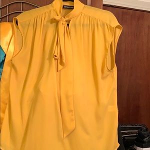 Yellow tie neck blouse